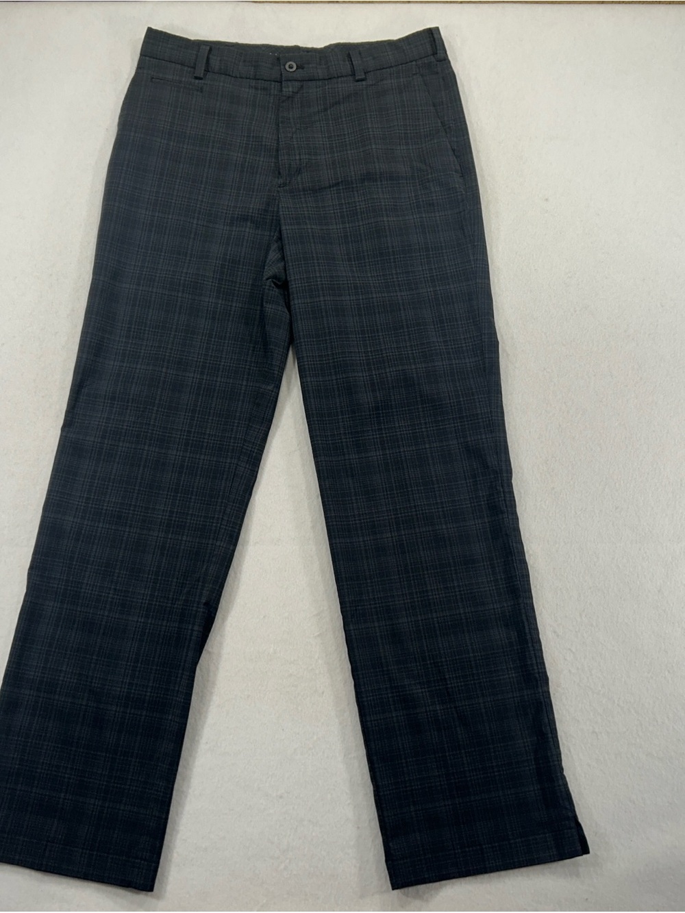 Nike Golf Mens 32x32 Gray Plaid Golf Pants Flat Front Performance Stretch